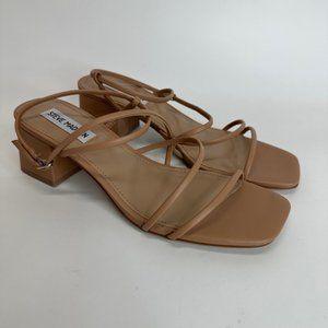 Steve Madden Womens Rianna Sandals Brown Vegan Strappy Mid Heel Buckle 8.5 New